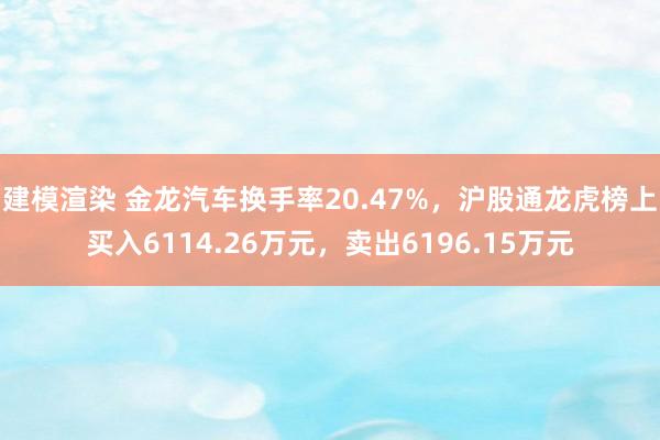 建模渲染 金龙汽车换手率20.47%，沪股通龙虎榜上买入6114.26万元，卖出6196.15万元