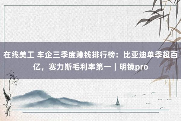 在线美工 车企三季度赚钱排行榜：比亚迪单季超百亿，赛力斯毛利率第一｜明镜pro